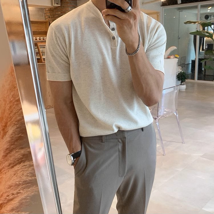 S8 No. 156 Quarter Button Short-Sleeved T-Shirt