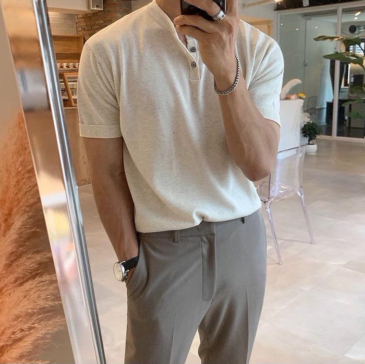 S8 No. 156 Quarter Button Short-Sleeved T-Shirt