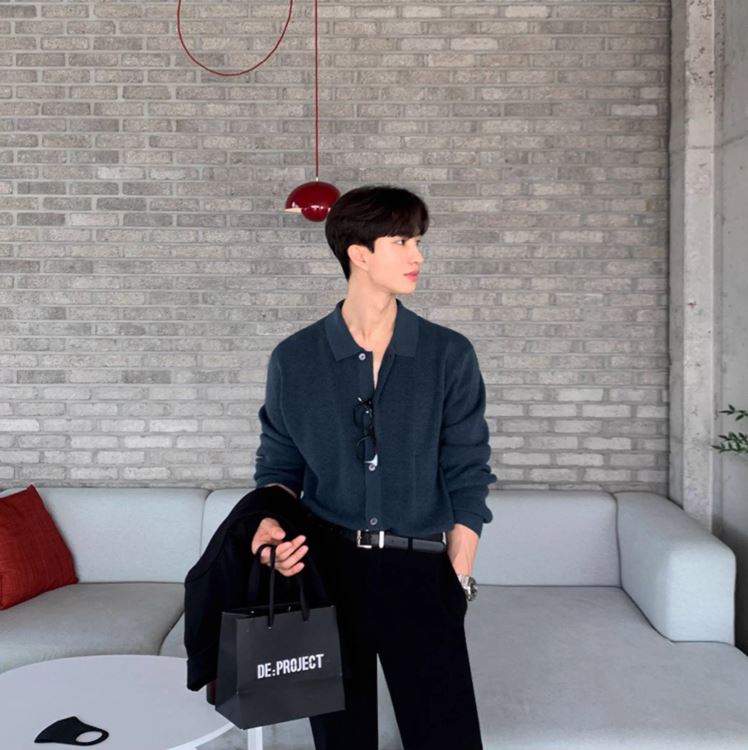 S8 No. 292 Loose Long-Sleeved Knitted Polo Shirt