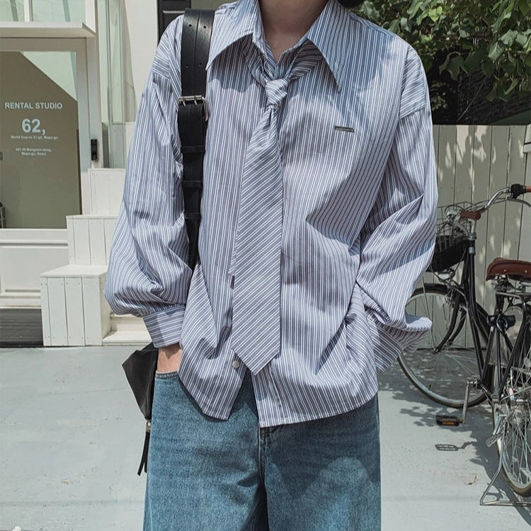 S8 No. 671 Striped Shirt And Tie Set