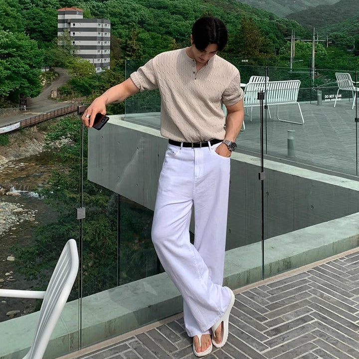 S8 No. 661 Knitted Cable Short Sleeve Polo Shirt