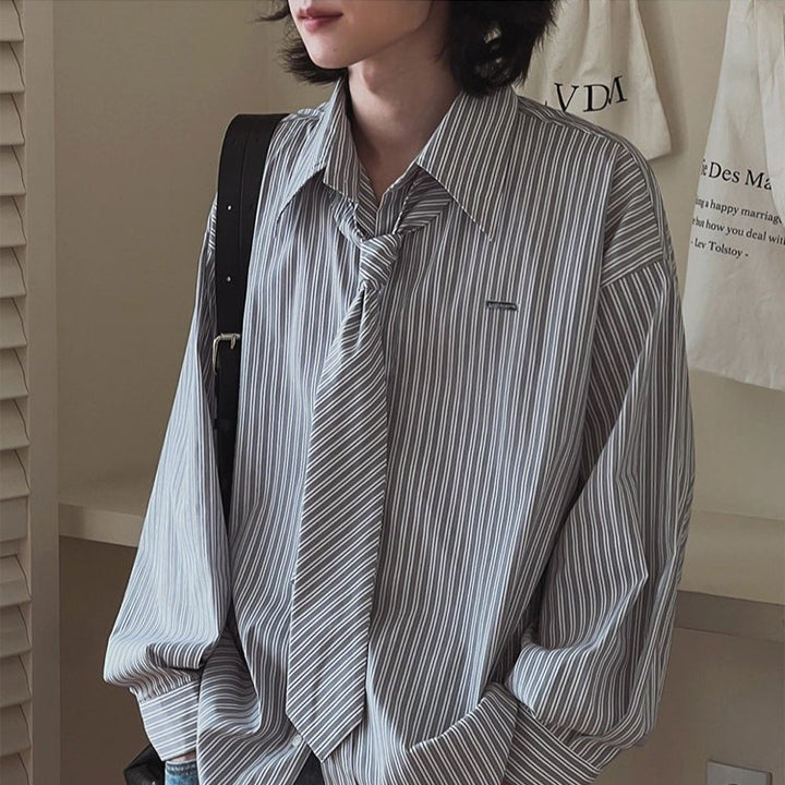 S8 No. 671 Striped Shirt And Tie Set