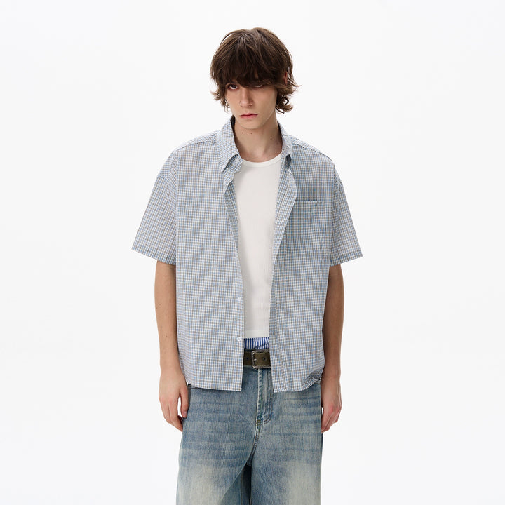 S8 No. 648 Blue Plaid Short Sleeve Shirt