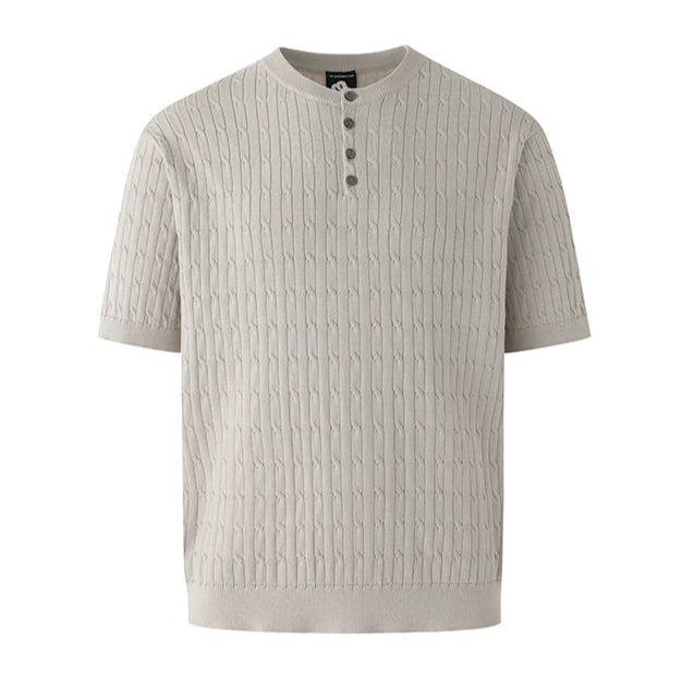 S8 No. 661 Knitted Cable Short Sleeve Polo Shirt