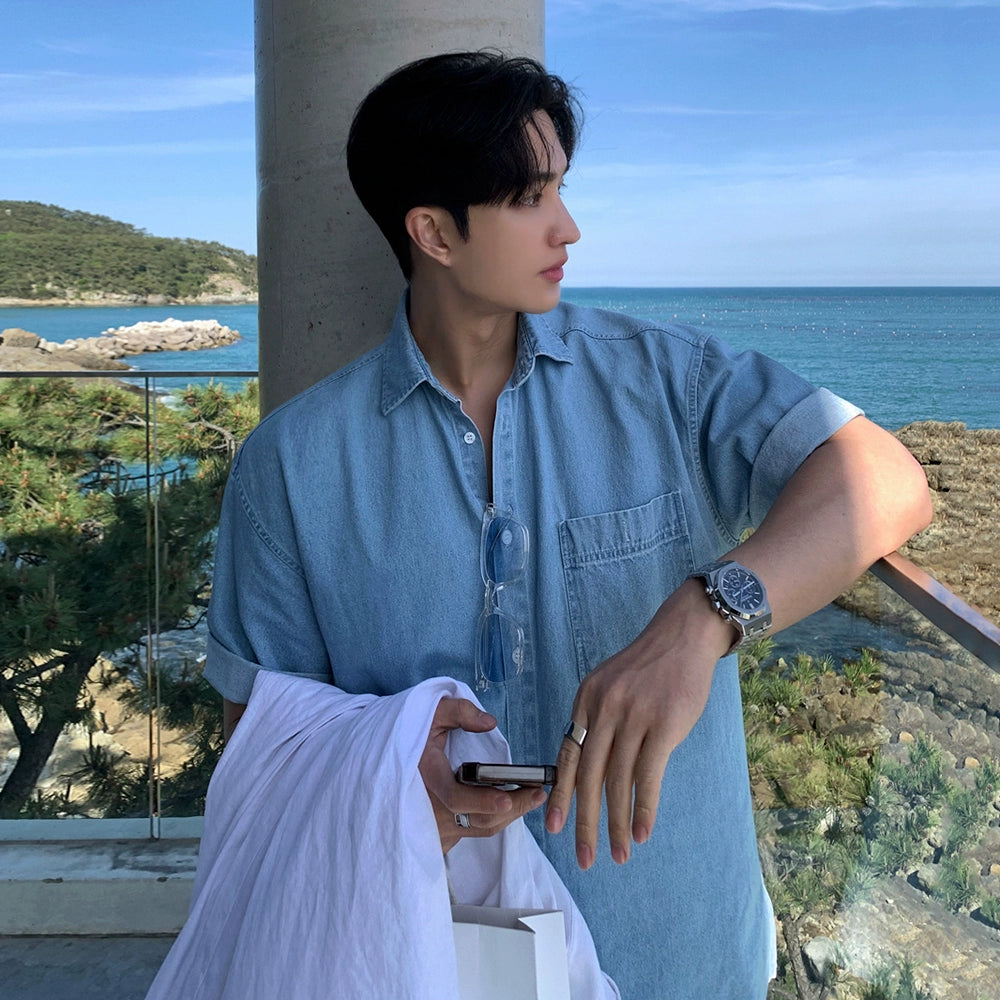 S8 No. 641 Casual Short Sleeve Denim Shirt