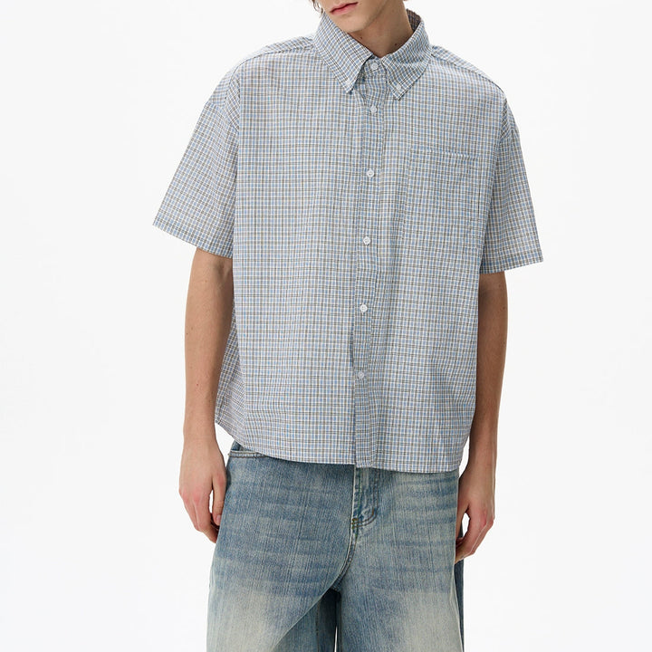 S8 No. 648 Blue Plaid Short Sleeve Shirt