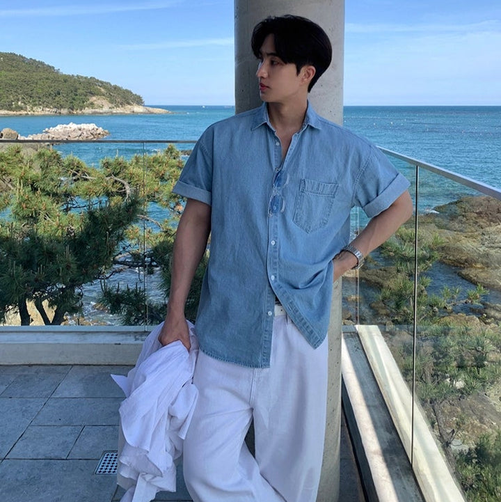 S8 No. 641 Casual Short Sleeve Denim Shirt