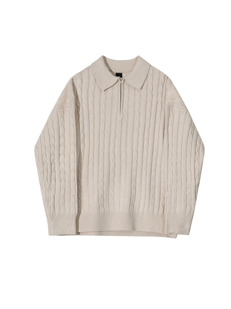 S8 No. 446 Quarter Zip Twist Design Knit Sweater