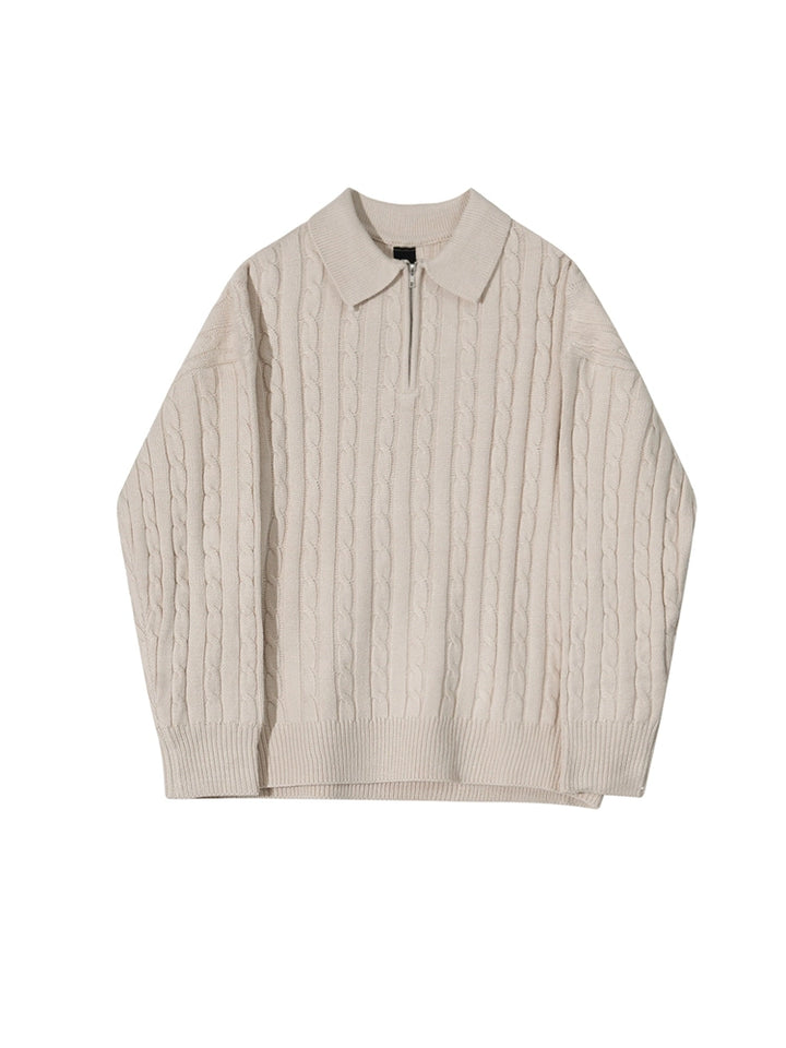 S8 No. 446 Quarter Zip Twist Design Knit Sweater