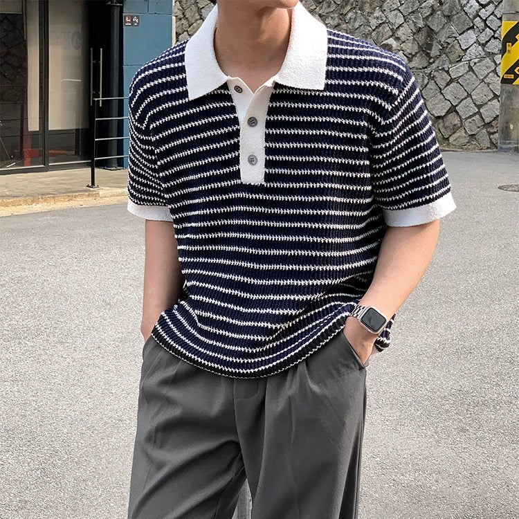 S8 No. 644 Striped Short Sleeve Polo Shirt