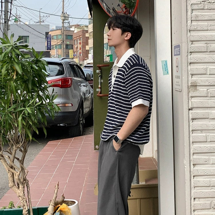 S8 No. 644 Striped Short Sleeve Polo Shirt