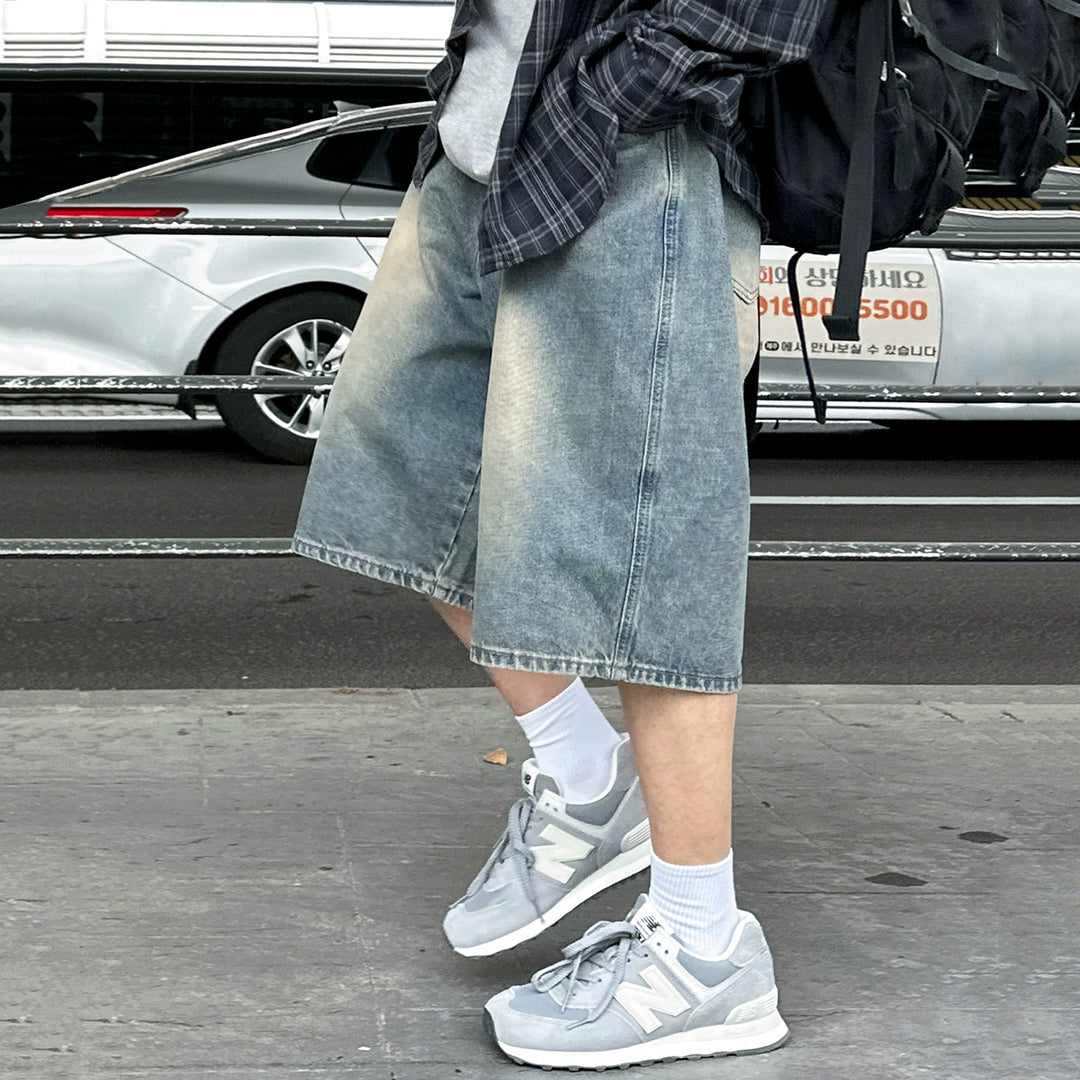 S8 No. 662 Faded Blue Denim Wide Leg Shorts