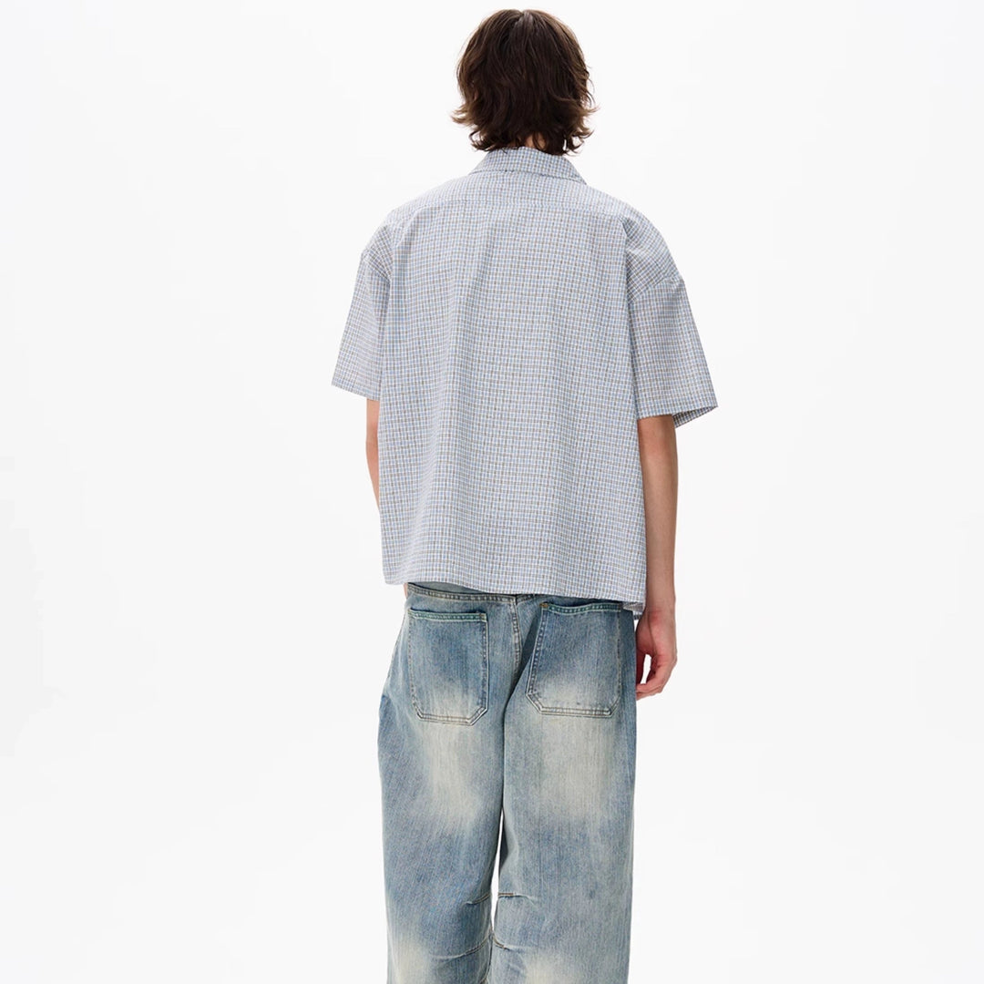 S8 No. 648 Blue Plaid Short Sleeve Shirt