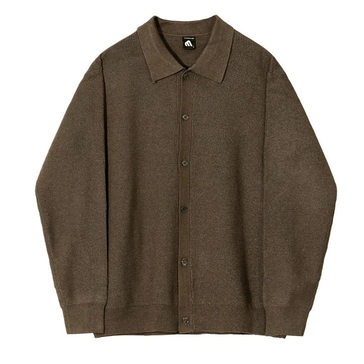 S8 No. 292 Loose Long-Sleeved Knitted Polo Shirt