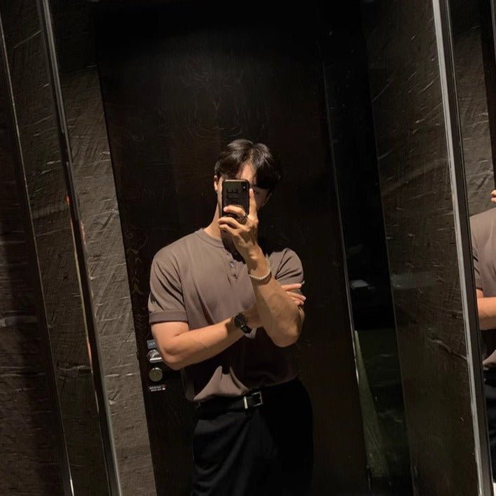 KC No. 156 HALF-BUTTON SHORT SLEEVE |MT - KŌSEI COLLECTIVE コーセイコレクティブ|Korean Fashion|Japanese Fashion|Asian Fashion| Asian Jewelry