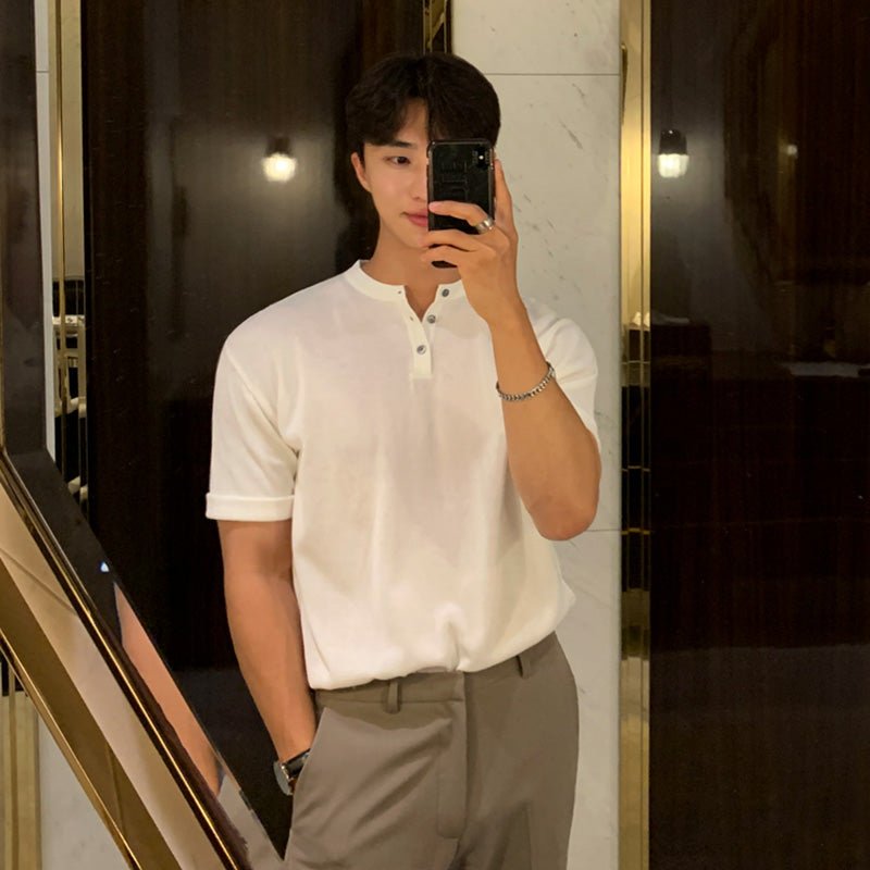 KC No. 156 HALF-BUTTON SHORT SLEEVE |MT - KŌSEI COLLECTIVE コーセイコレクティブ|Korean Fashion|Japanese Fashion|Asian Fashion| Asian Jewelry