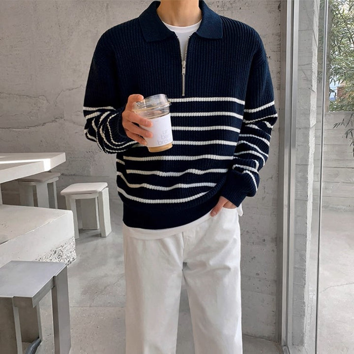 S8 No. 432 Striped Collar Sweater