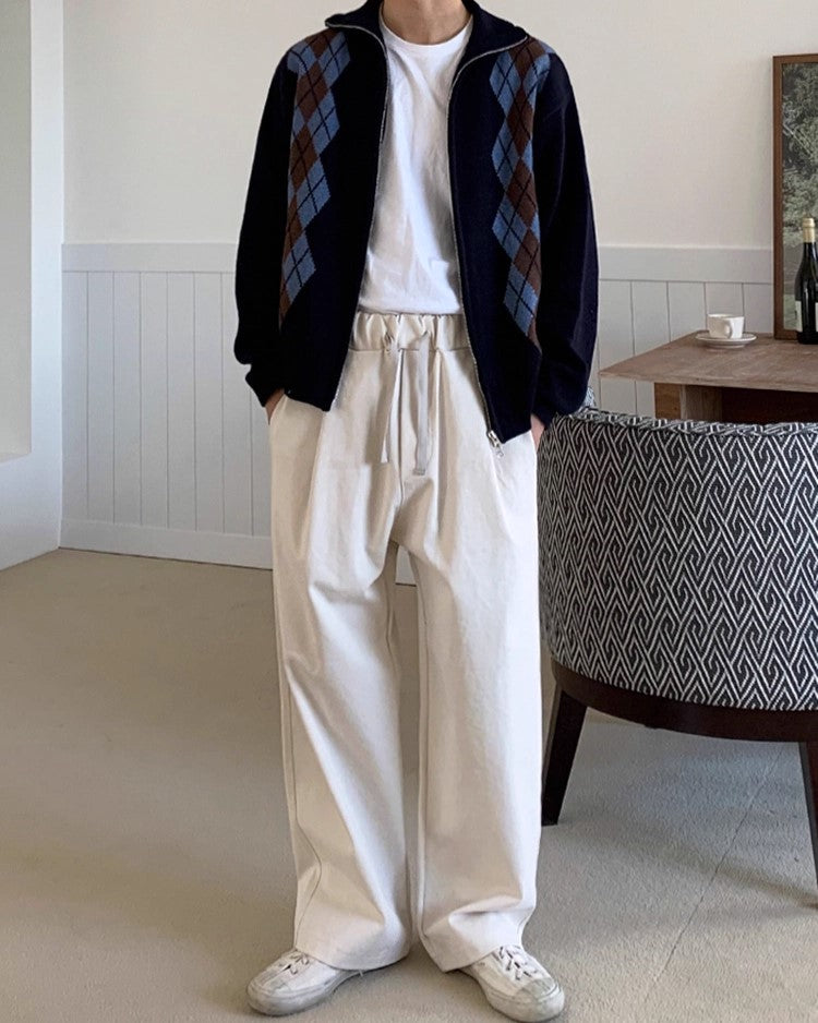 S8 No. 434 Diamond Zip-Up Collar Sweater