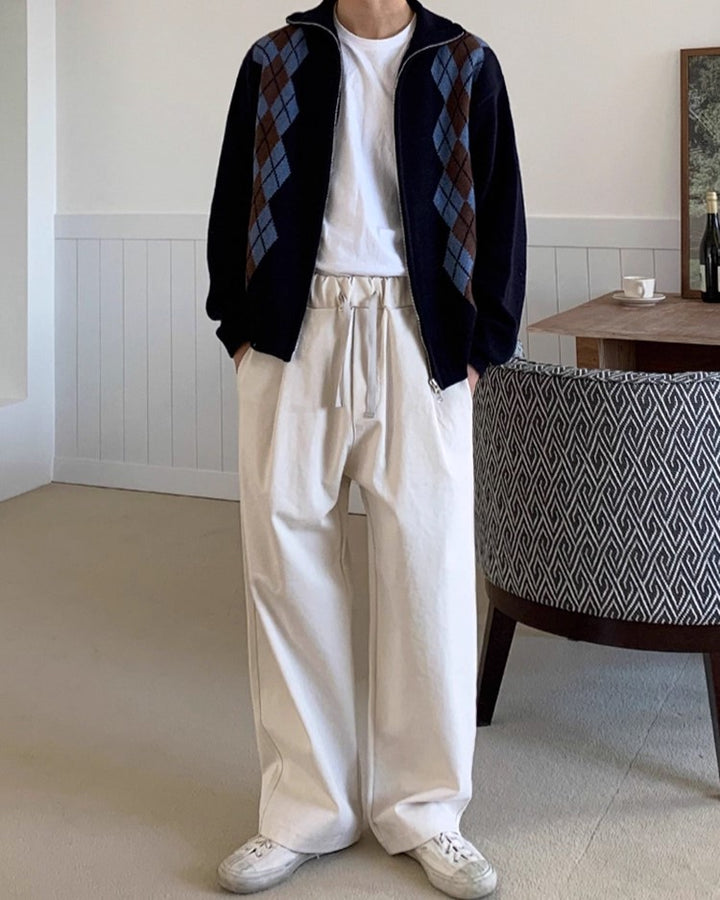 S8 No. 434 Diamond Zip-Up Collar Sweater