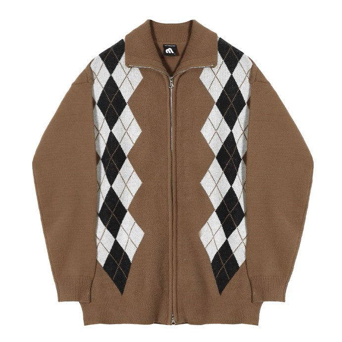 S8 No. 434 Diamond Zip-Up Collar Sweater