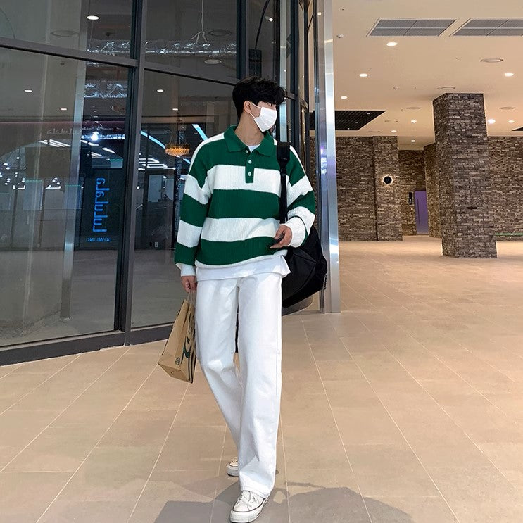 S8 No. 442 Striped Knit Collar Sweater