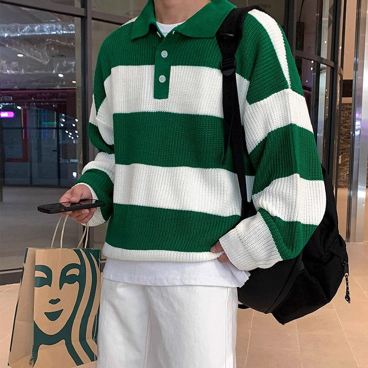 S8 No. 442 Striped Knit Collar Sweater