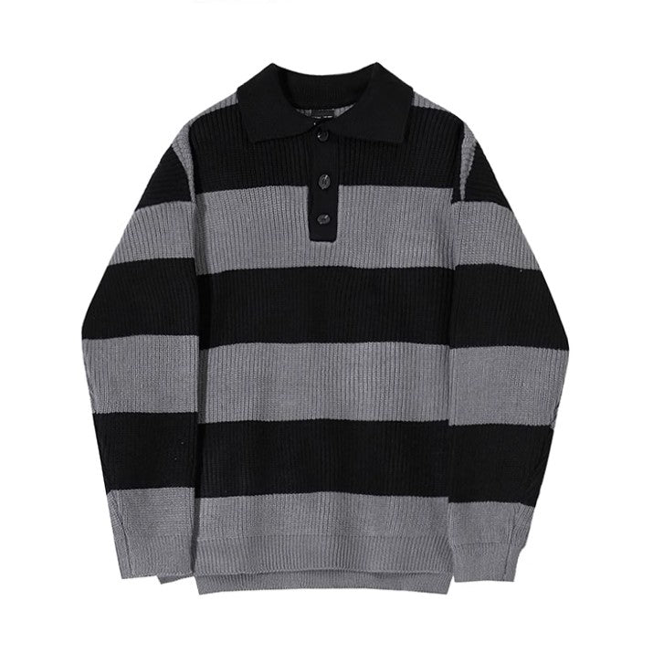 S8 No. 442 Striped Knit Collar Sweater