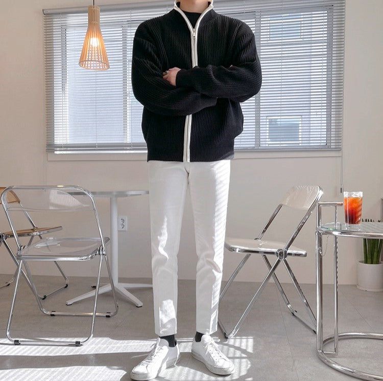 S8 No. 468 Collared Zip Up Knit Jacket