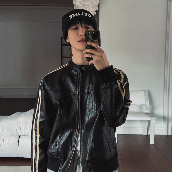 S8 No. 164 Relaxed Faux Leather Racing Jacket