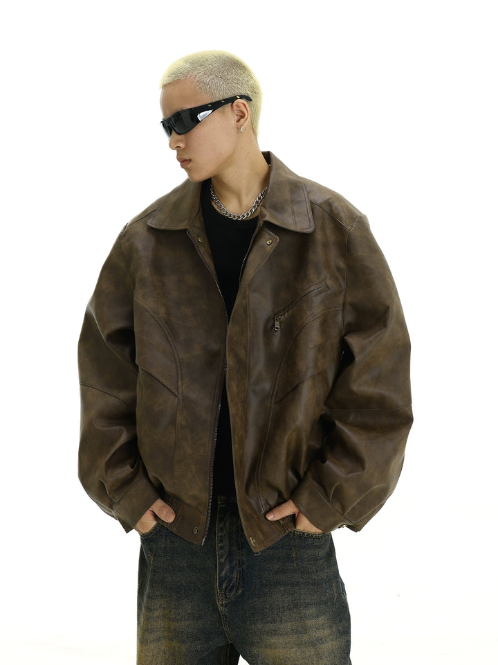 KC No. 501 Distressed Leather Jacket
