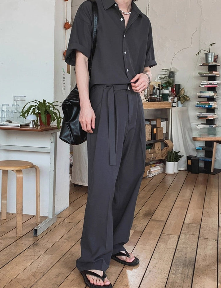 S8 No. 672 Half-Sleeve Button-Up Shirt And Trousers Set