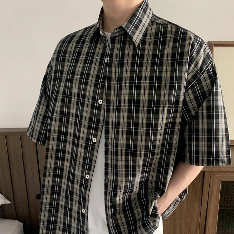 S8 No. 665 Men's Plaid Short Sleeve Shirt