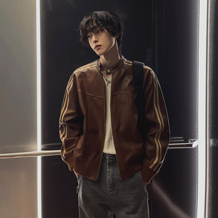 S8 No. 164 Relaxed Faux Leather Racing Jacket