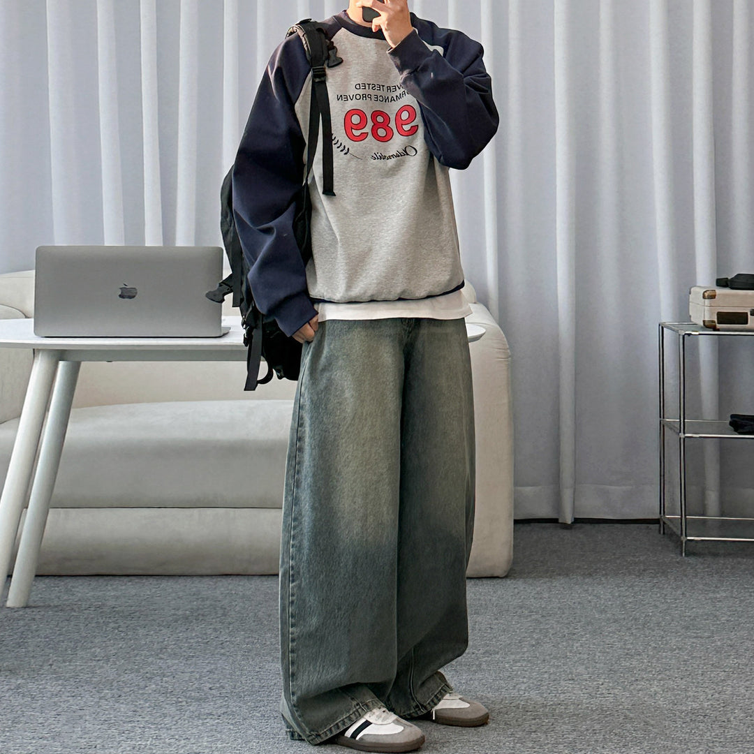 S8 No. 170 Washed Wide Straight Denim Jeans