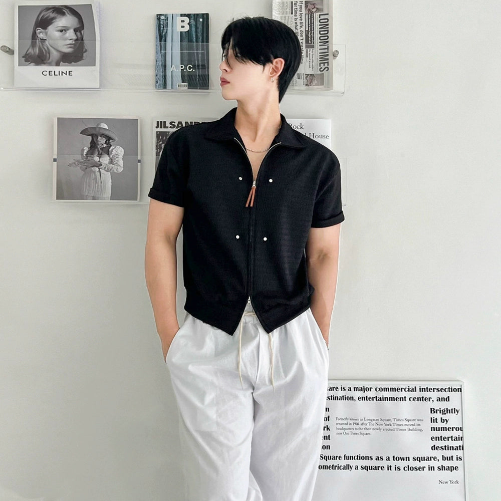 S8 No. 646 Knit Polo Shirt with Zip Front