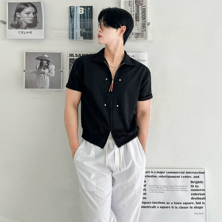 S8 No. 646 Knit Polo Shirt with Zip Front