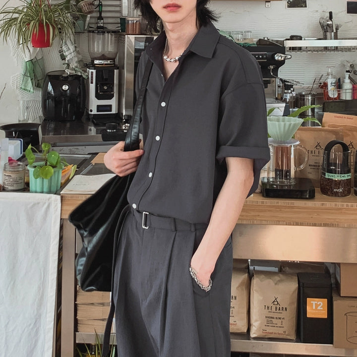 S8 No. 672 Half-Sleeve Button-Up Shirt And Trousers Set