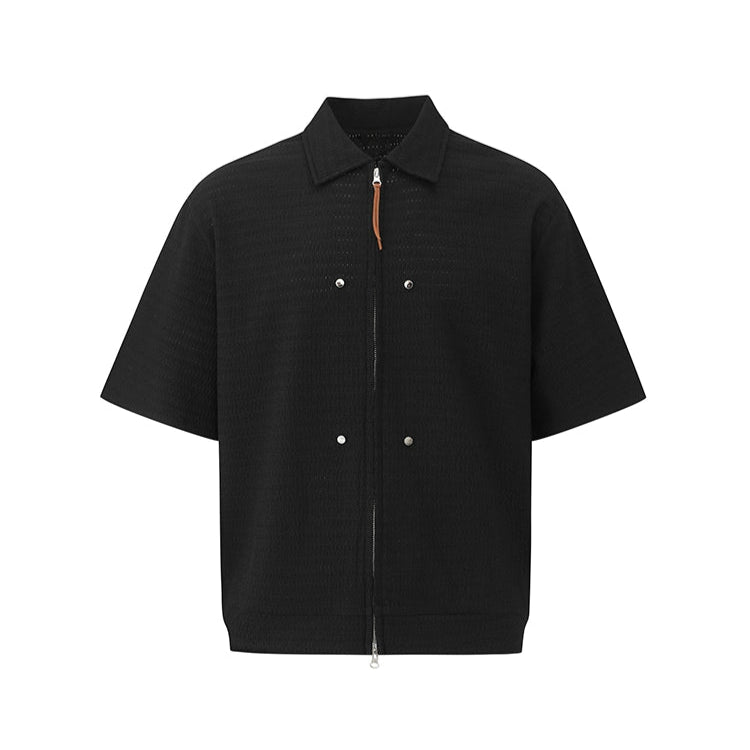 S8 No. 646 Knit Polo Shirt with Zip Front