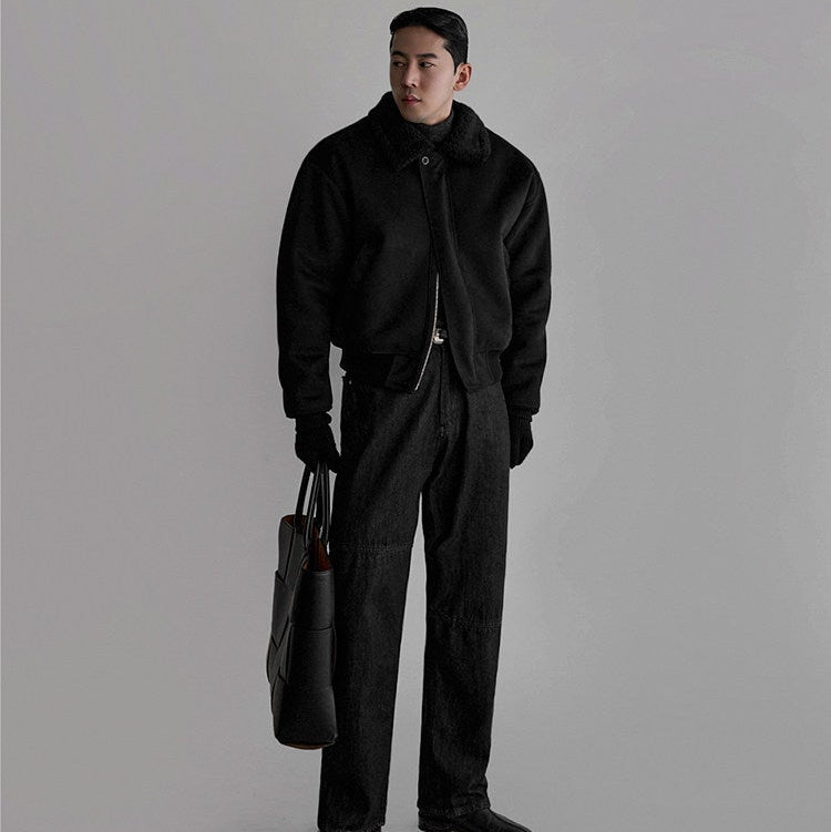 S8 No. 709 Faux Fur Collar Padded Bomber Jacket