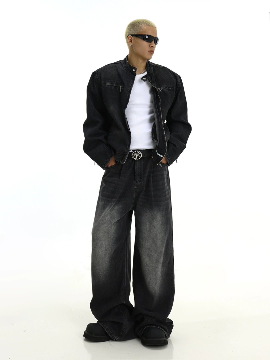 KC No. 523 Retro Wide Washed Jeans