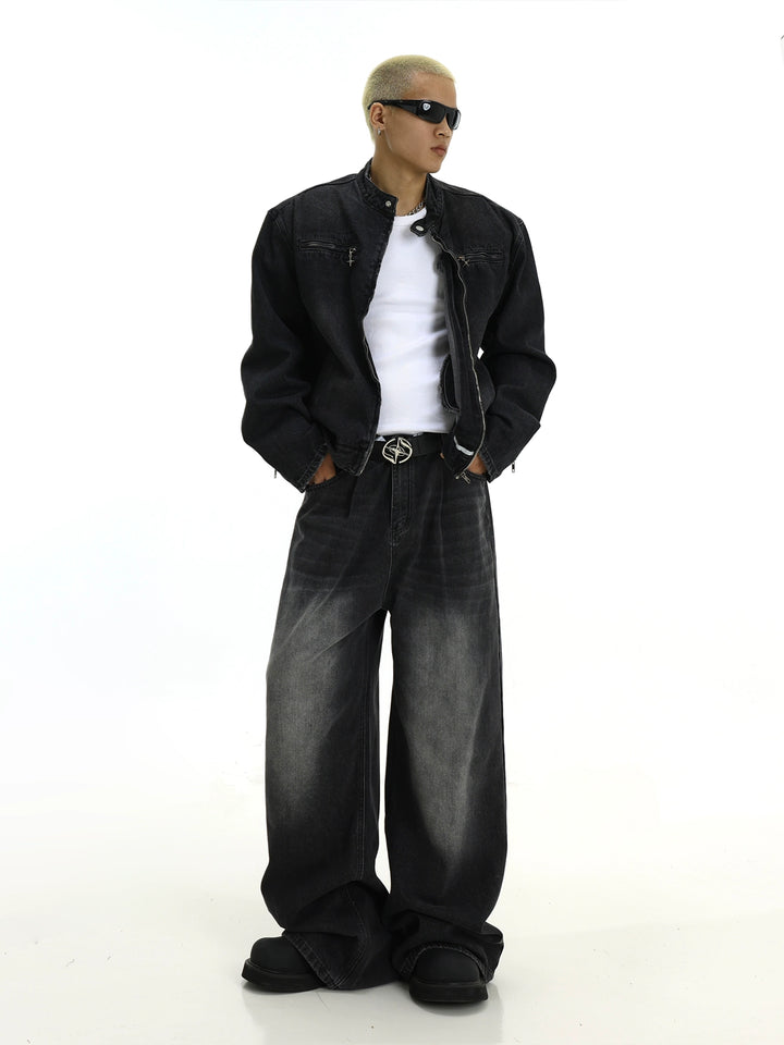KC No. 523 Retro Wide Washed Jeans