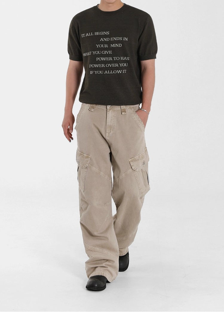 S8 No. 668 Wide-Leg Cargo Pants In Beige