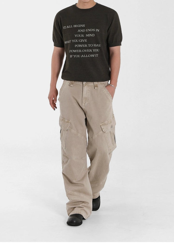 S8 No. 668 Wide-Leg Cargo Pants In Beige