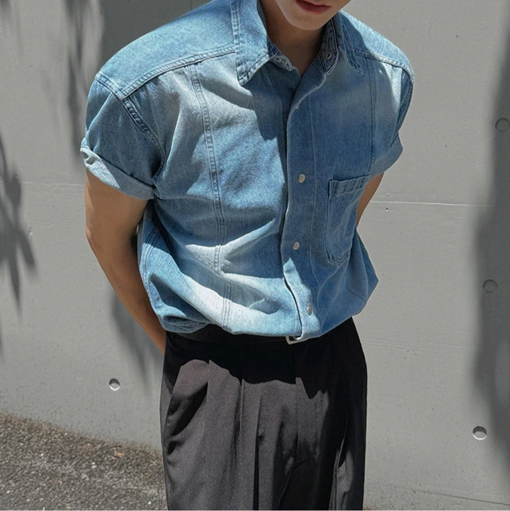 S8 No. 637 Denim Short Sleeved Summer Shirt