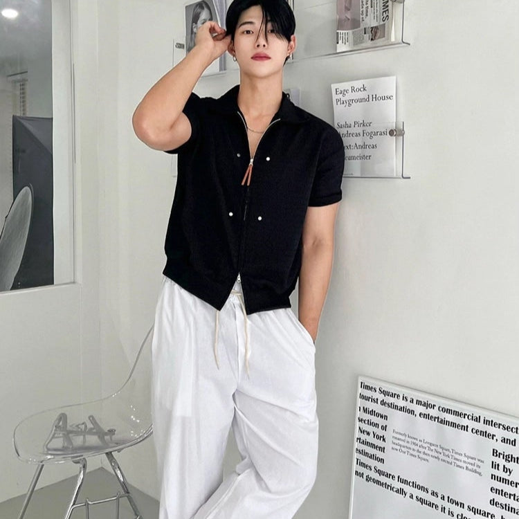S8 No. 646 Knit Polo Shirt with Zip Front