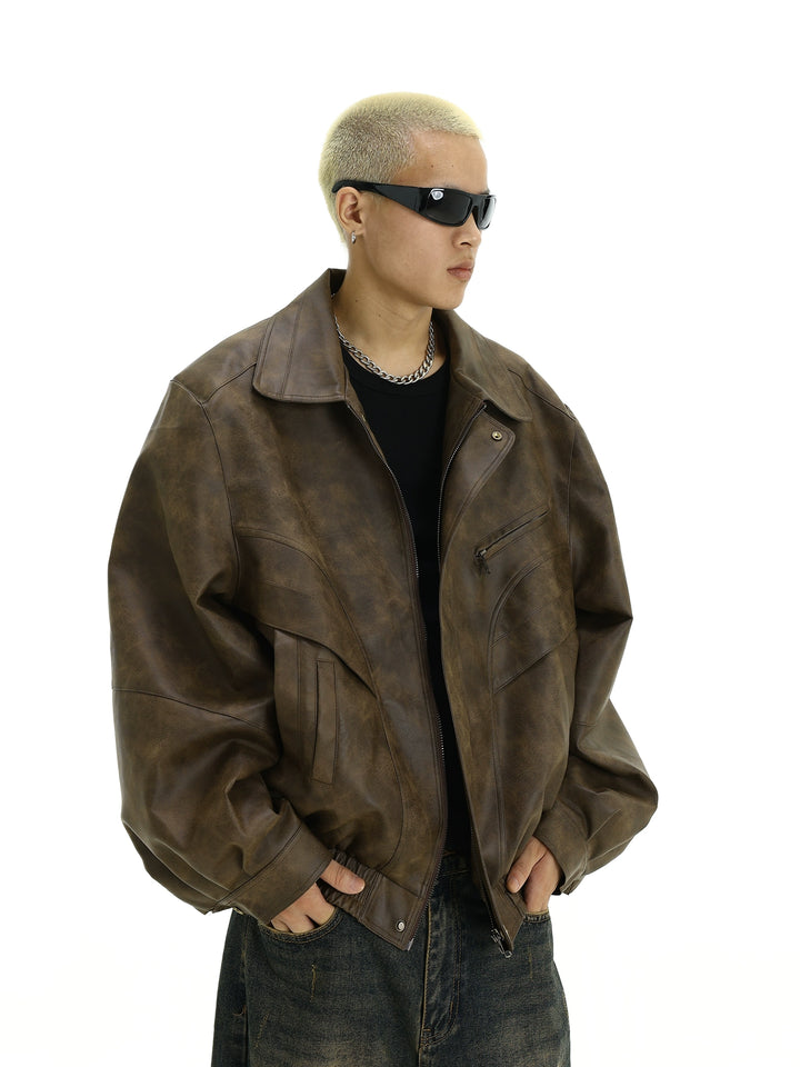 KC No. 501 Distressed Leather Jacket