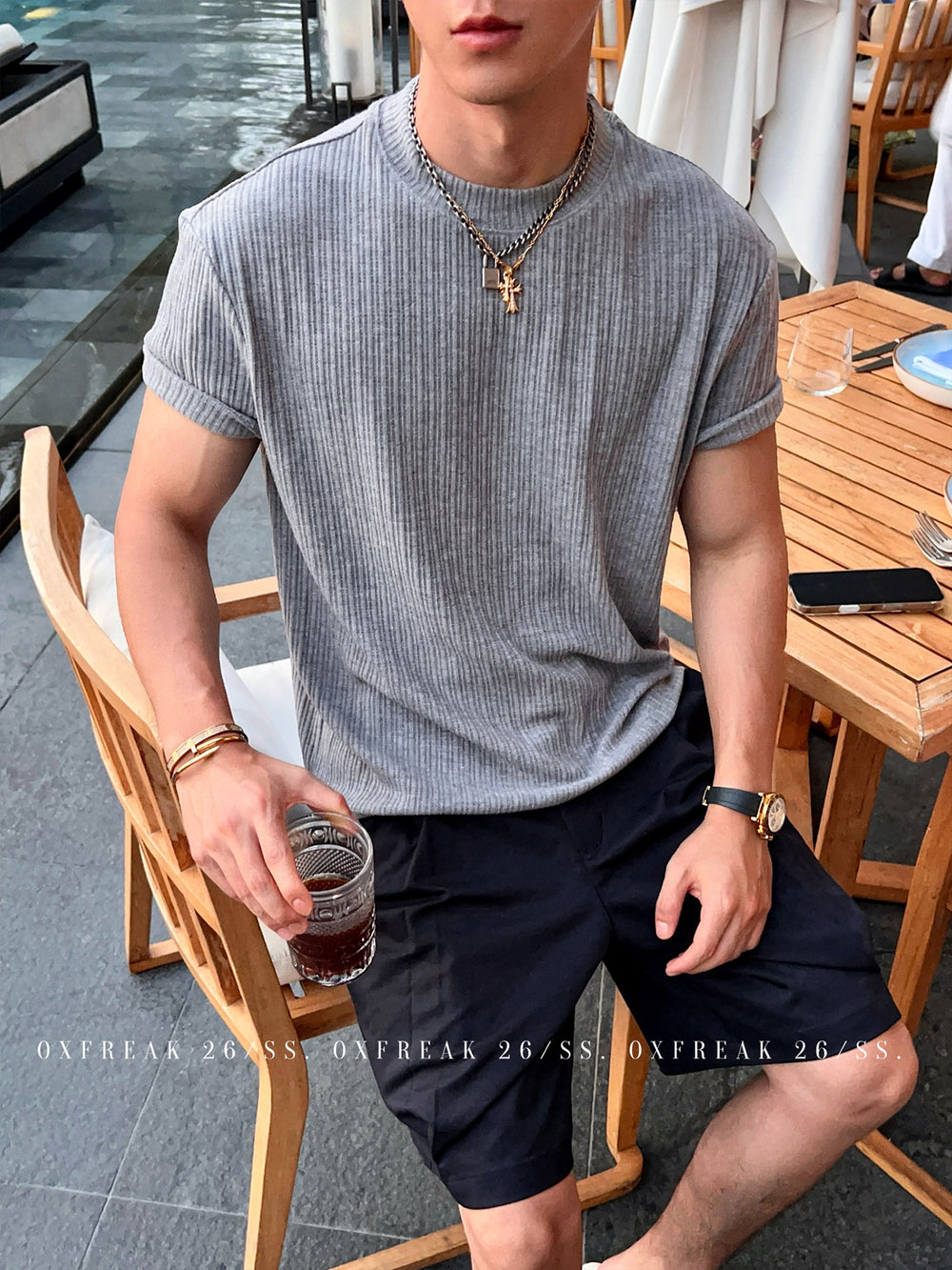 S8 No. 719 Textured Knit Short-Sleeve Tee by 88Society Apparel