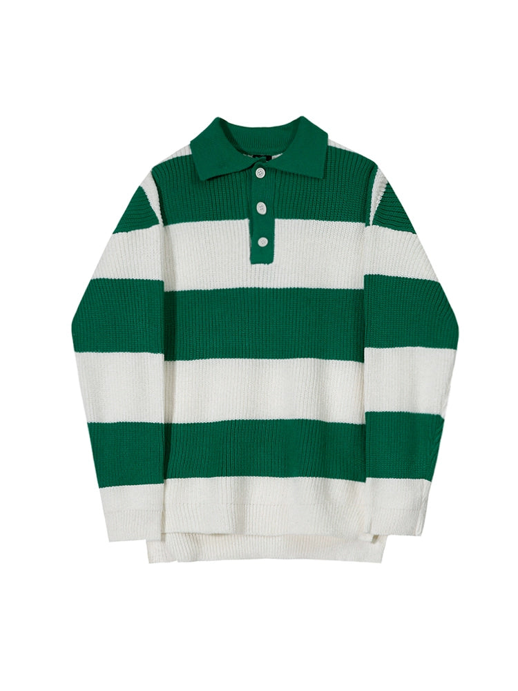 S8 No. 442 Striped Knit Collar Sweater