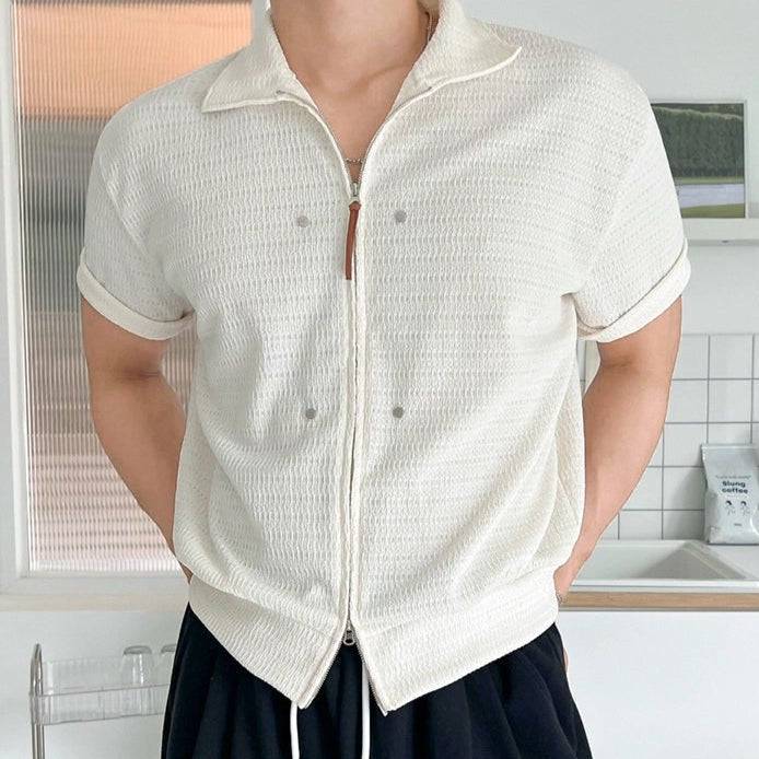 S8 No. 646 Knit Polo Shirt with Zip Front