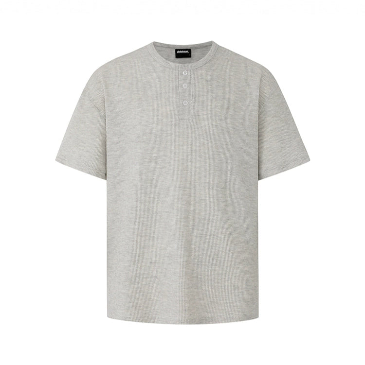 S8 No. 645 Waffle Knit Henley T-Shirt
